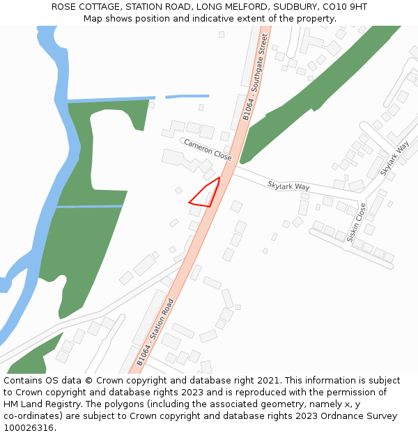 ROSE COTTAGE, STATION ROAD, LONG MELFORD, SUDBURY, CO10 9HT: Location map and indicative extent of plot