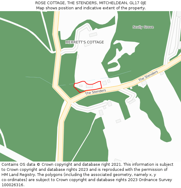 ROSE COTTAGE, THE STENDERS, MITCHELDEAN, GL17 0JE: Location map and indicative extent of plot