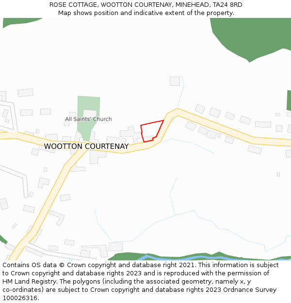 ROSE COTTAGE, WOOTTON COURTENAY, MINEHEAD, TA24 8RD: Location map and indicative extent of plot