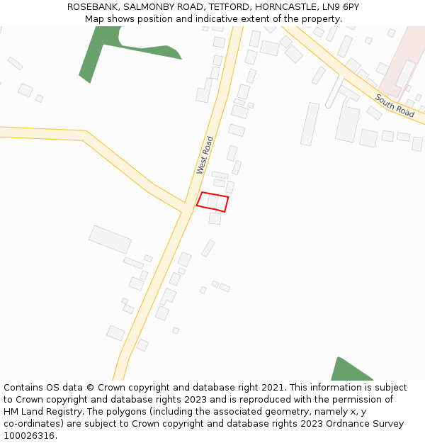 ROSEBANK, SALMONBY ROAD, TETFORD, HORNCASTLE, LN9 6PY: Location map and indicative extent of plot
