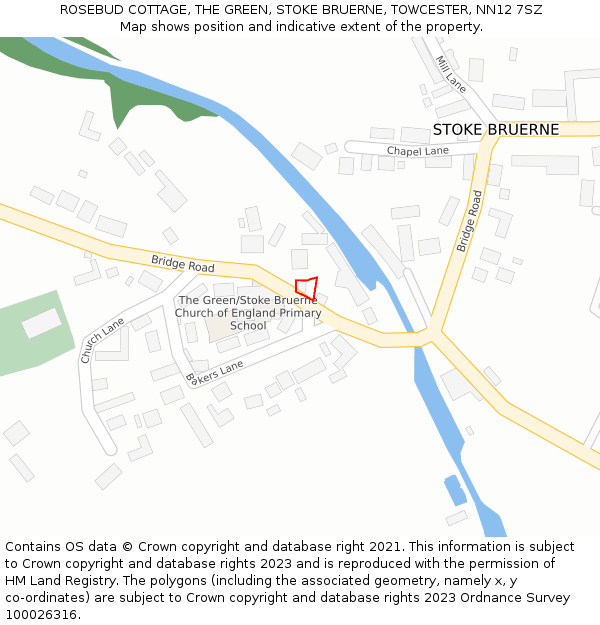 ROSEBUD COTTAGE, THE GREEN, STOKE BRUERNE, TOWCESTER, NN12 7SZ: Location map and indicative extent of plot