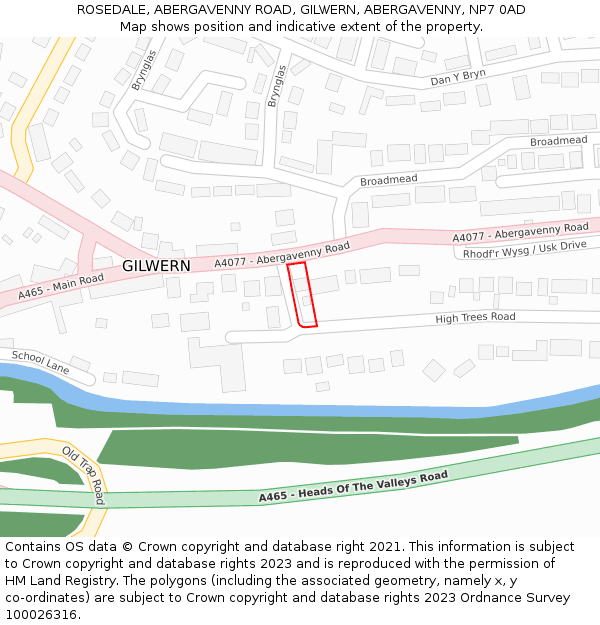 ROSEDALE, ABERGAVENNY ROAD, GILWERN, ABERGAVENNY, NP7 0AD: Location map and indicative extent of plot