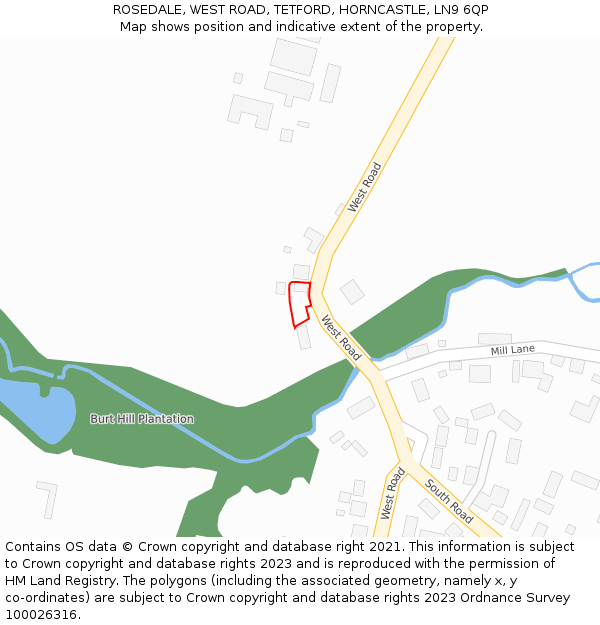 ROSEDALE, WEST ROAD, TETFORD, HORNCASTLE, LN9 6QP: Location map and indicative extent of plot