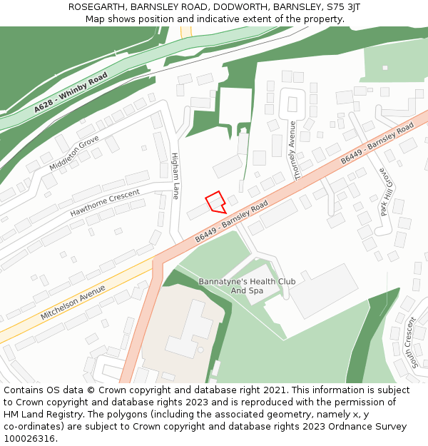 ROSEGARTH, BARNSLEY ROAD, DODWORTH, BARNSLEY, S75 3JT: Location map and indicative extent of plot