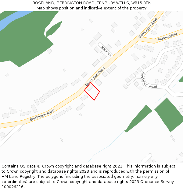 ROSELAND, BERRINGTON ROAD, TENBURY WELLS, WR15 8EN: Location map and indicative extent of plot