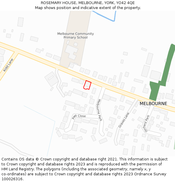ROSEMARY HOUSE, MELBOURNE, YORK, YO42 4QE: Location map and indicative extent of plot