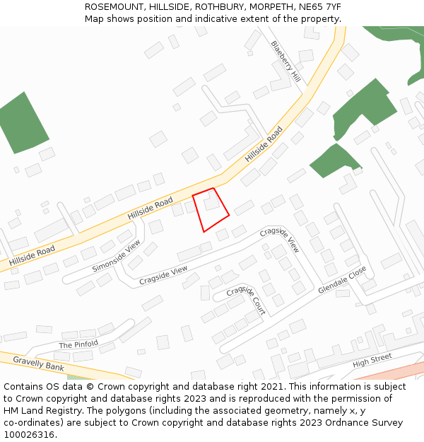 ROSEMOUNT, HILLSIDE, ROTHBURY, MORPETH, NE65 7YF: Location map and indicative extent of plot
