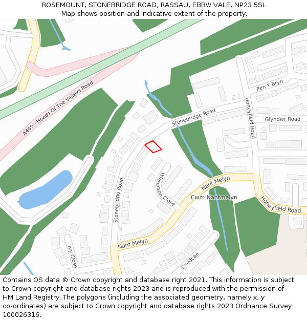 ROSEMOUNT, STONEBRIDGE ROAD, RASSAU, EBBW VALE, NP23 5SL: Location map and indicative extent of plot