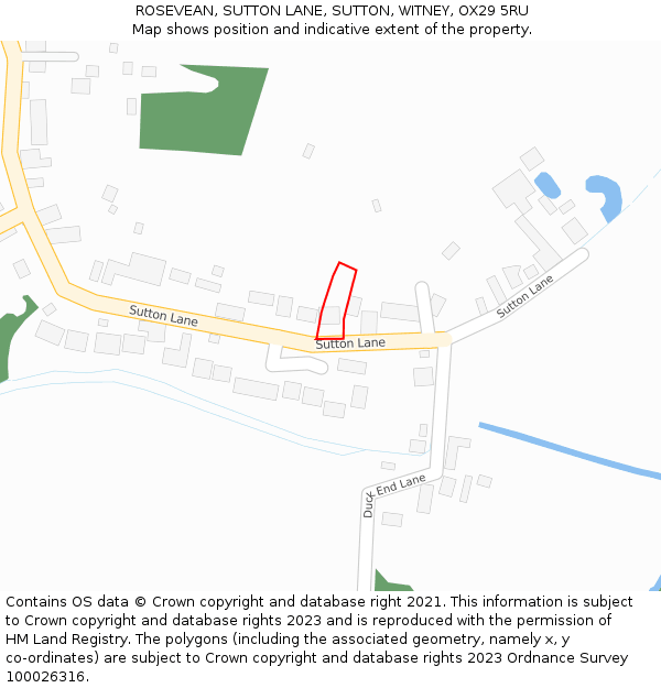 ROSEVEAN, SUTTON LANE, SUTTON, WITNEY, OX29 5RU: Location map and indicative extent of plot