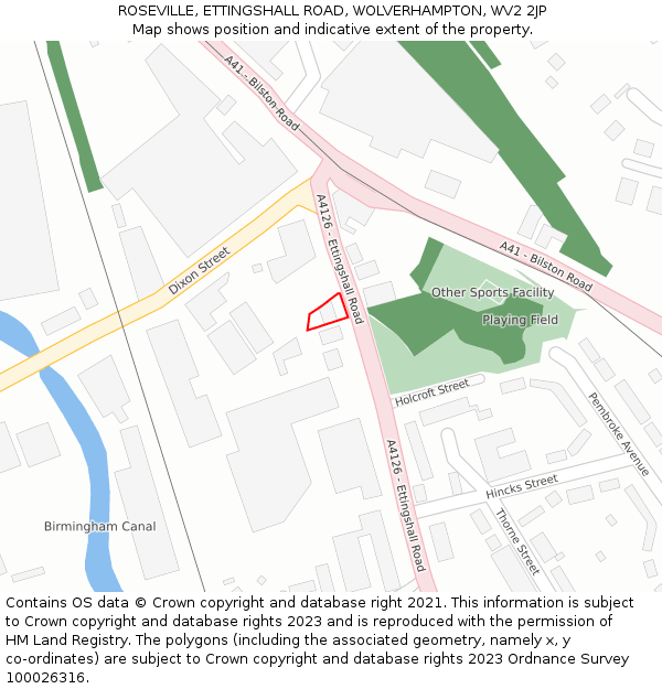 ROSEVILLE, ETTINGSHALL ROAD, WOLVERHAMPTON, WV2 2JP: Location map and indicative extent of plot