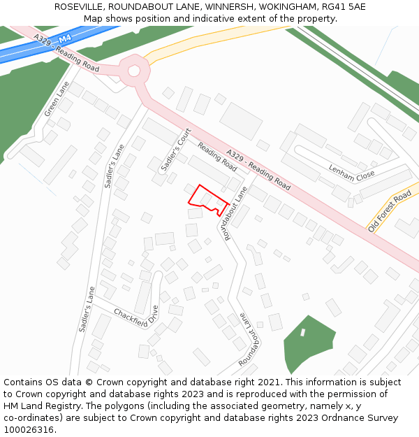 ROSEVILLE, ROUNDABOUT LANE, WINNERSH, WOKINGHAM, RG41 5AE: Location map and indicative extent of plot
