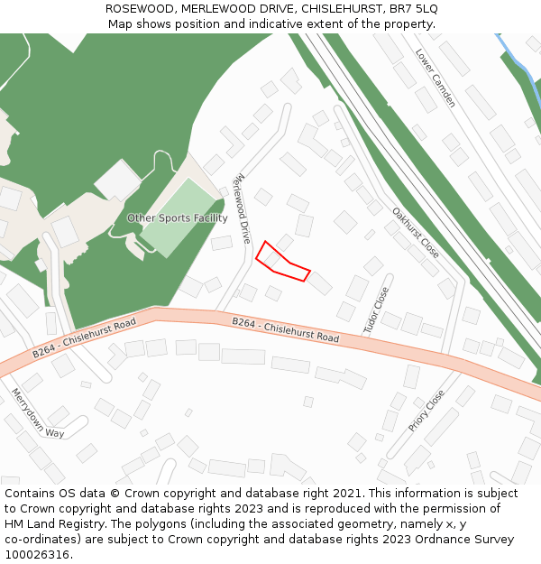 ROSEWOOD, MERLEWOOD DRIVE, CHISLEHURST, BR7 5LQ: Location map and indicative extent of plot