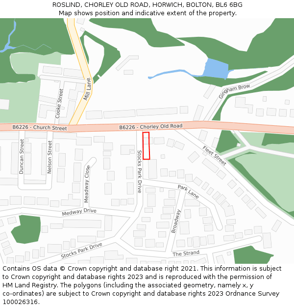 ROSLIND, CHORLEY OLD ROAD, HORWICH, BOLTON, BL6 6BG: Location map and indicative extent of plot