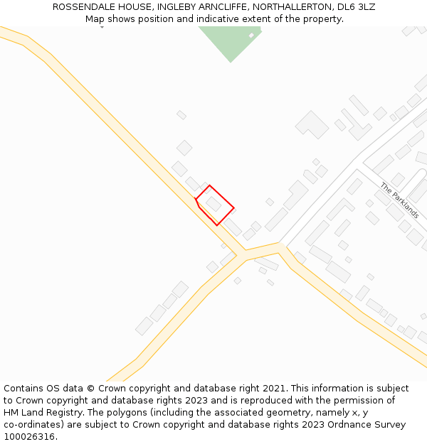 ROSSENDALE HOUSE, INGLEBY ARNCLIFFE, NORTHALLERTON, DL6 3LZ: Location map and indicative extent of plot