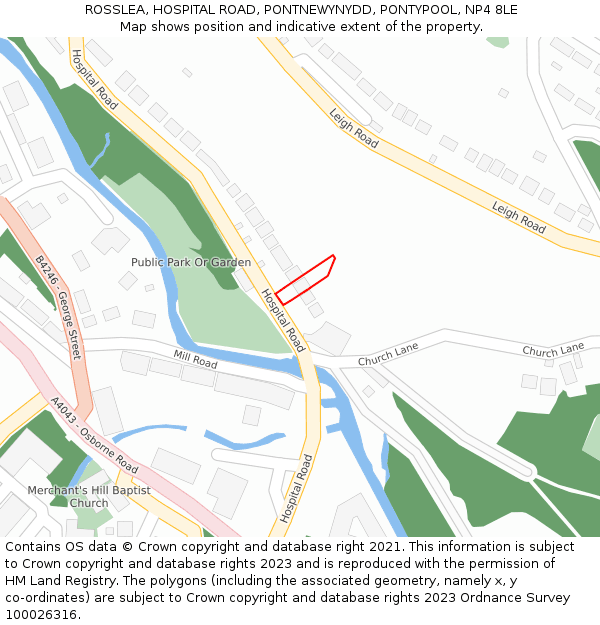 ROSSLEA, HOSPITAL ROAD, PONTNEWYNYDD, PONTYPOOL, NP4 8LE: Location map and indicative extent of plot