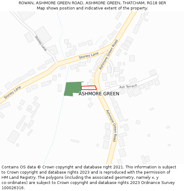 ROWAN, ASHMORE GREEN ROAD, ASHMORE GREEN, THATCHAM, RG18 9ER: Location map and indicative extent of plot
