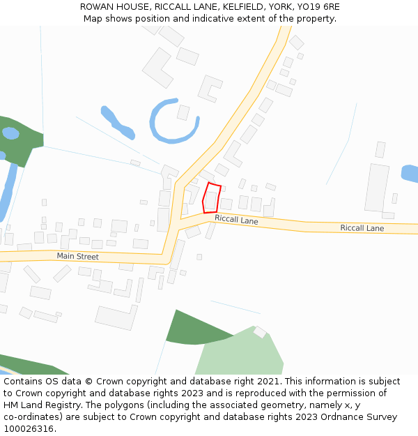 ROWAN HOUSE, RICCALL LANE, KELFIELD, YORK, YO19 6RE: Location map and indicative extent of plot