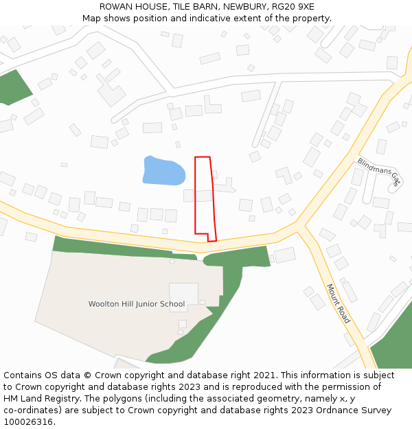 ROWAN HOUSE, TILE BARN, NEWBURY, RG20 9XE: Location map and indicative extent of plot
