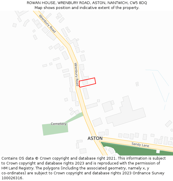 ROWAN HOUSE, WRENBURY ROAD, ASTON, NANTWICH, CW5 8DQ: Location map and indicative extent of plot