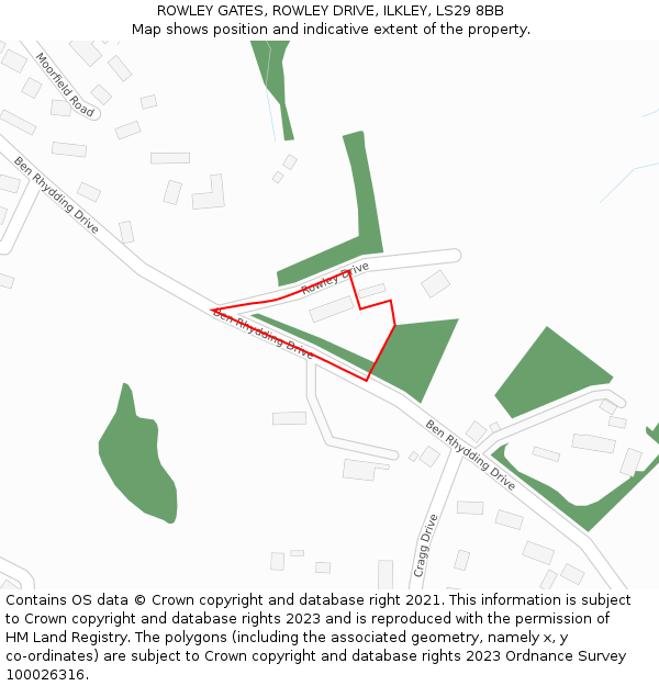 ROWLEY GATES, ROWLEY DRIVE, ILKLEY, LS29 8BB: Location map and indicative extent of plot
