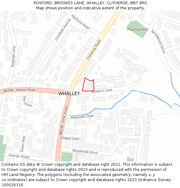 ROXFORD, BROOKES LANE, WHALLEY, CLITHEROE, BB7 9RG: Location map and indicative extent of plot
