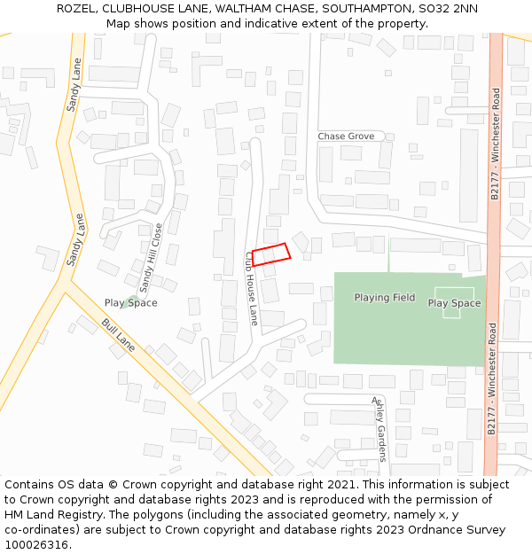 ROZEL, CLUBHOUSE LANE, WALTHAM CHASE, SOUTHAMPTON, SO32 2NN: Location map and indicative extent of plot