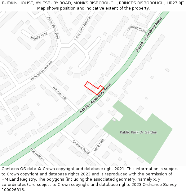 RUDKIN HOUSE, AYLESBURY ROAD, MONKS RISBOROUGH, PRINCES RISBOROUGH, HP27 0JT: Location map and indicative extent of plot