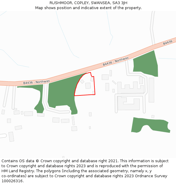 RUSHMOOR, COPLEY, SWANSEA, SA3 3JH: Location map and indicative extent of plot