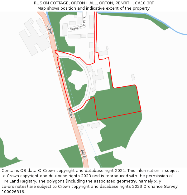 RUSKIN COTTAGE, ORTON HALL, ORTON, PENRITH, CA10 3RF: Location map and indicative extent of plot