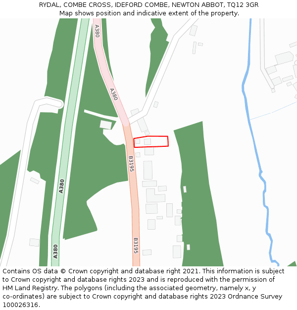 RYDAL, COMBE CROSS, IDEFORD COMBE, NEWTON ABBOT, TQ12 3GR: Location map and indicative extent of plot