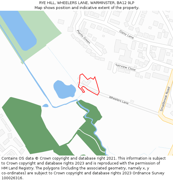 RYE HILL, WHEELERS LANE, WARMINSTER, BA12 9LP: Location map and indicative extent of plot