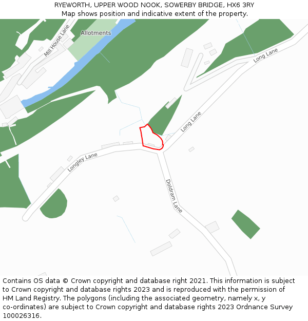 RYEWORTH, UPPER WOOD NOOK, SOWERBY BRIDGE, HX6 3RY: Location map and indicative extent of plot
