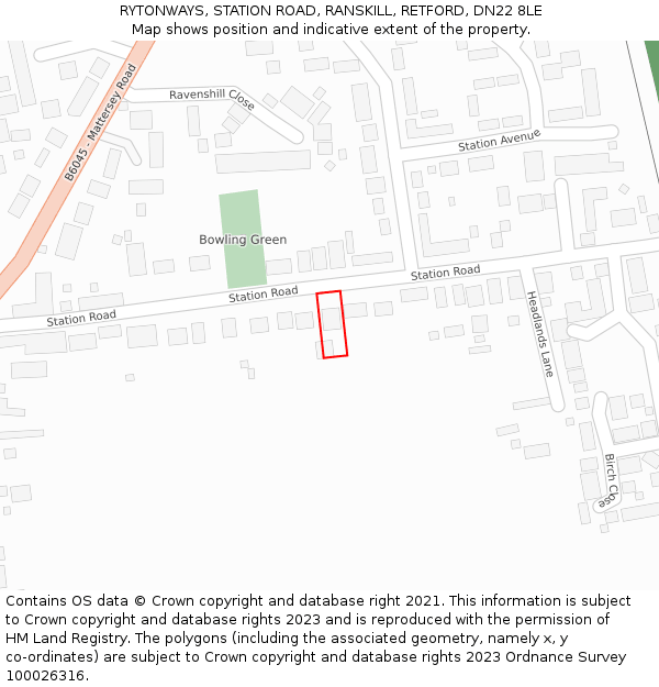 RYTONWAYS, STATION ROAD, RANSKILL, RETFORD, DN22 8LE: Location map and indicative extent of plot