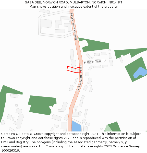 SABAIDEE, NORWICH ROAD, MULBARTON, NORWICH, NR14 8JT: Location map and indicative extent of plot