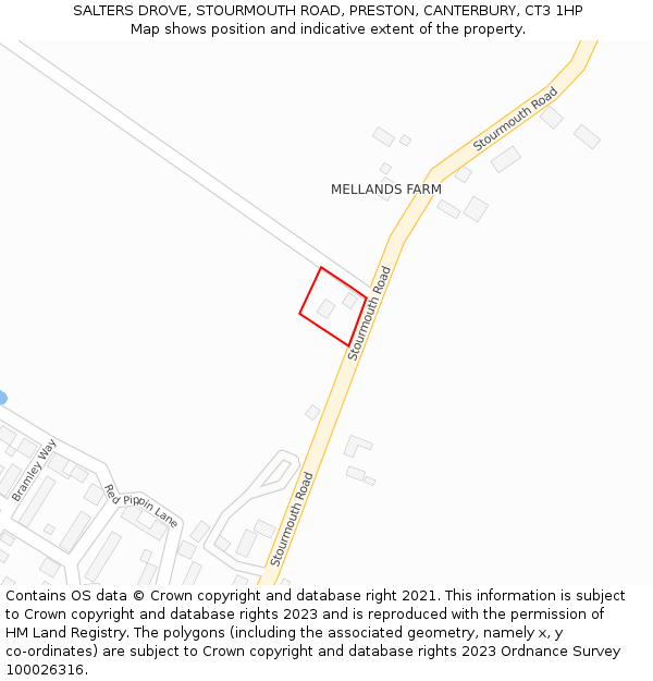 SALTERS DROVE, STOURMOUTH ROAD, PRESTON, CANTERBURY, CT3 1HP: Location map and indicative extent of plot