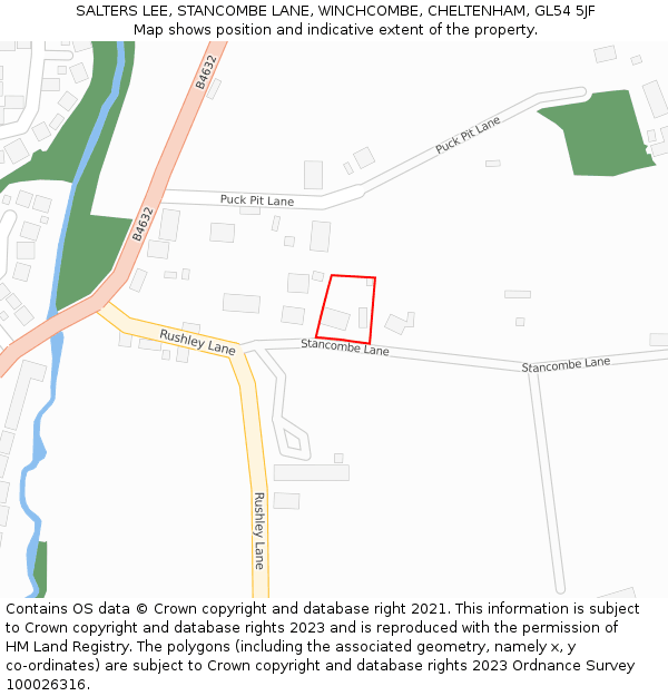 SALTERS LEE, STANCOMBE LANE, WINCHCOMBE, CHELTENHAM, GL54 5JF: Location map and indicative extent of plot
