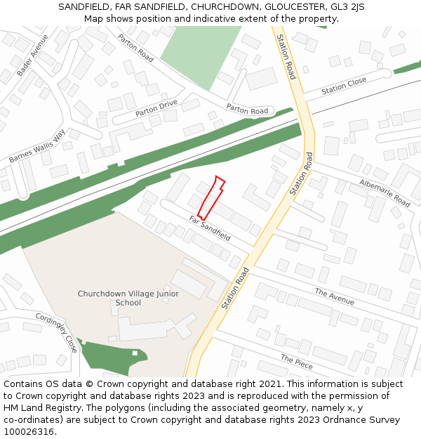 SANDFIELD, FAR SANDFIELD, CHURCHDOWN, GLOUCESTER, GL3 2JS: Location map and indicative extent of plot