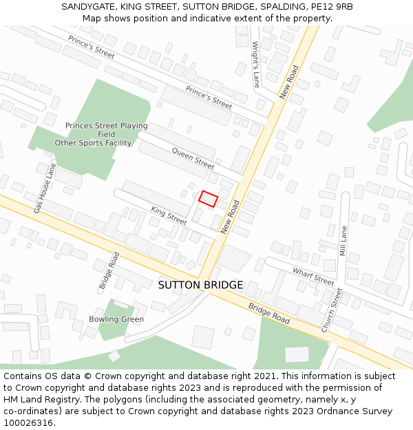 SANDYGATE, KING STREET, SUTTON BRIDGE, SPALDING, PE12 9RB: Location map and indicative extent of plot