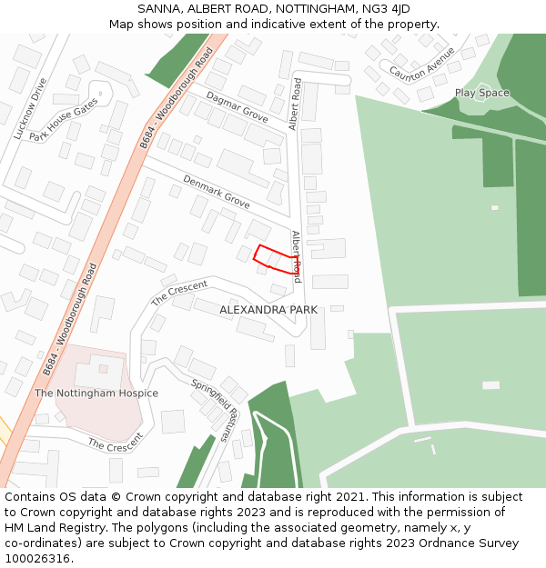 SANNA, ALBERT ROAD, NOTTINGHAM, NG3 4JD: Location map and indicative extent of plot