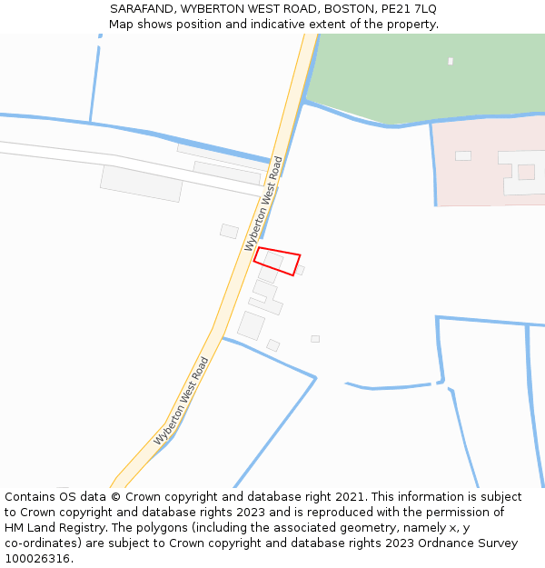 SARAFAND, WYBERTON WEST ROAD, BOSTON, PE21 7LQ: Location map and indicative extent of plot