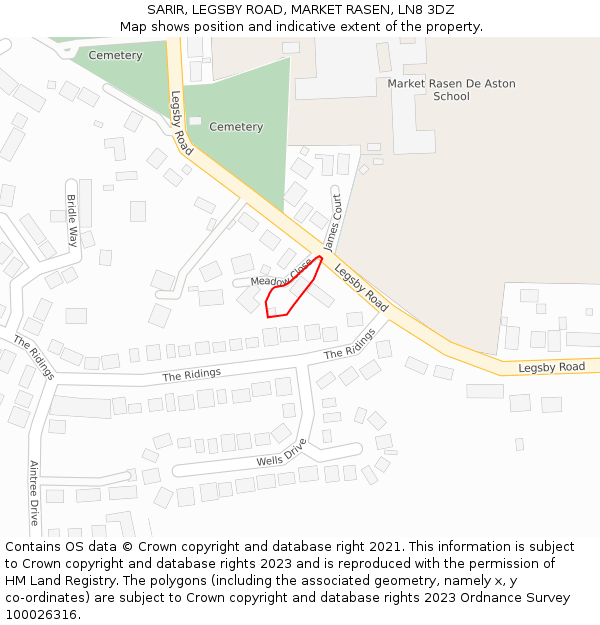 SARIR, LEGSBY ROAD, MARKET RASEN, LN8 3DZ: Location map and indicative extent of plot