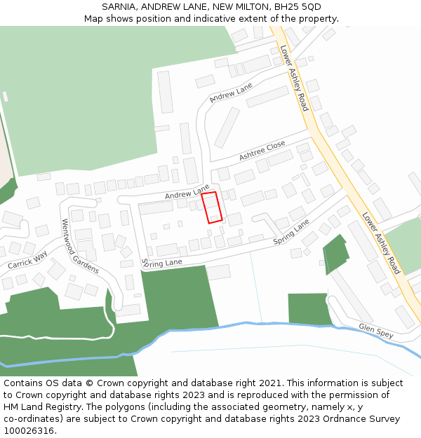 SARNIA, ANDREW LANE, NEW MILTON, BH25 5QD: Location map and indicative extent of plot