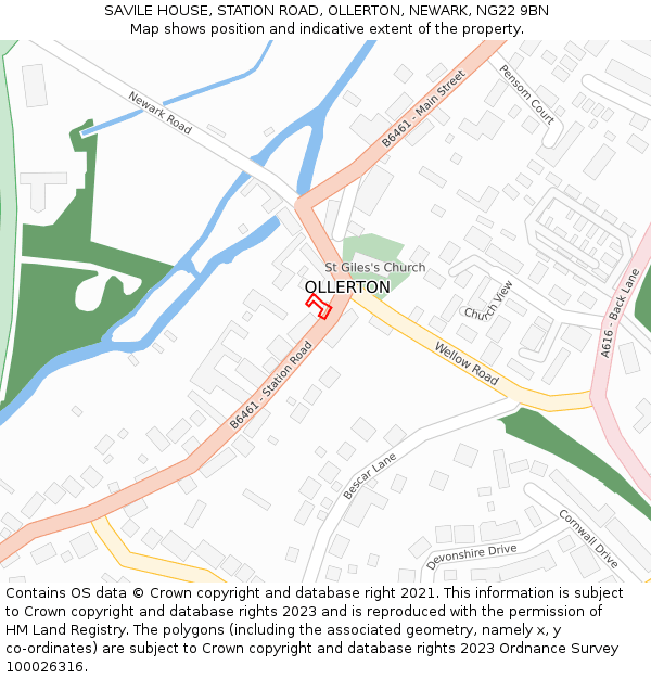 SAVILE HOUSE, STATION ROAD, OLLERTON, NEWARK, NG22 9BN: Location map and indicative extent of plot
