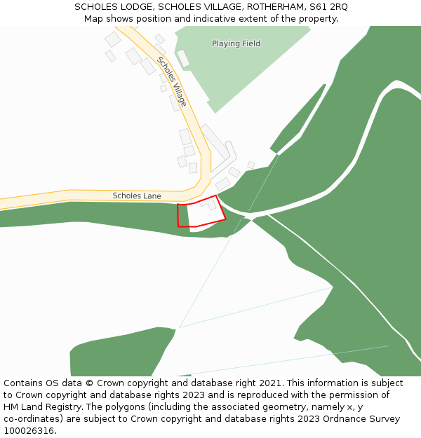 SCHOLES LODGE, SCHOLES VILLAGE, ROTHERHAM, S61 2RQ: Location map and indicative extent of plot