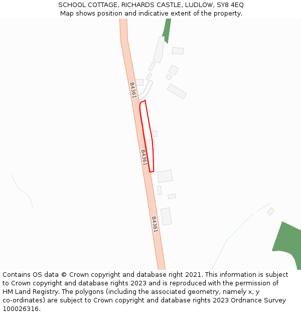 SCHOOL COTTAGE, RICHARDS CASTLE, LUDLOW, SY8 4EQ: Location map and indicative extent of plot