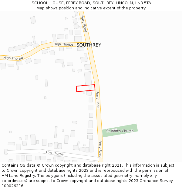 SCHOOL HOUSE, FERRY ROAD, SOUTHREY, LINCOLN, LN3 5TA: Location map and indicative extent of plot