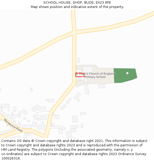 SCHOOL HOUSE, SHOP, BUDE, EX23 9PE: Location map and indicative extent of plot