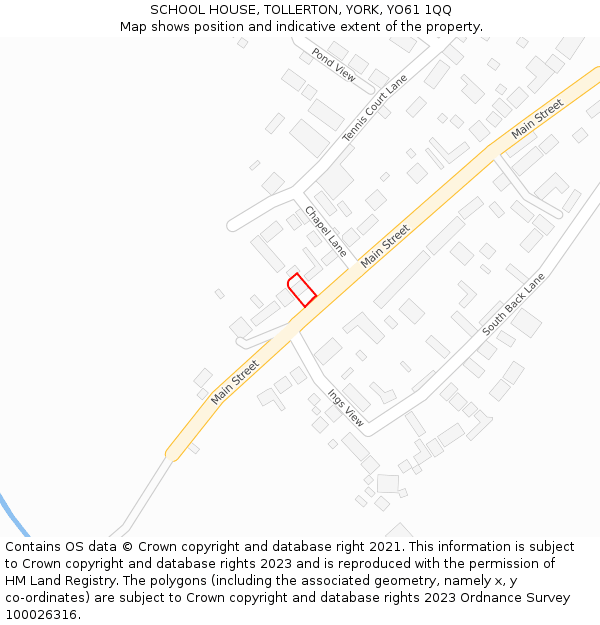 SCHOOL HOUSE, TOLLERTON, YORK, YO61 1QQ: Location map and indicative extent of plot