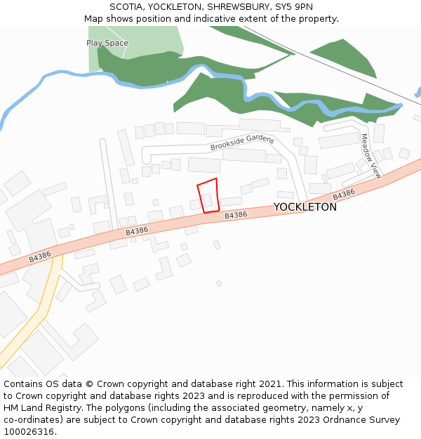 SCOTIA, YOCKLETON, SHREWSBURY, SY5 9PN: Location map and indicative extent of plot