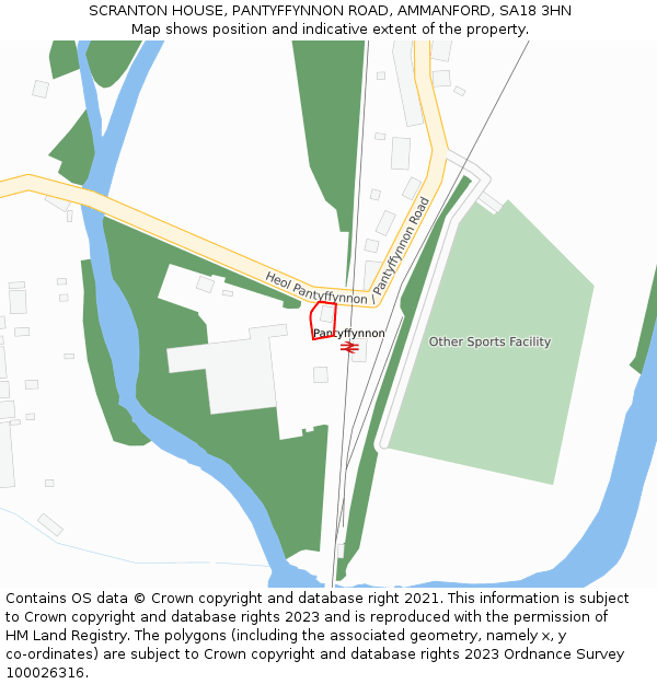 SCRANTON HOUSE, PANTYFFYNNON ROAD, AMMANFORD, SA18 3HN: Location map and indicative extent of plot